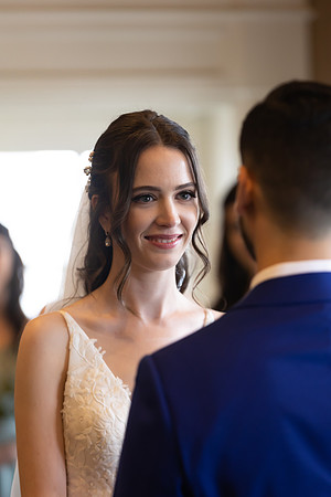 Bride looking at the groom at Ceremony in Falkirk Estate