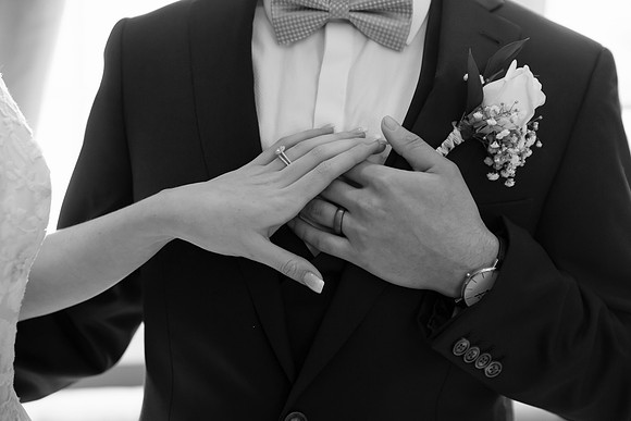 Falkirk Estate & Country Club Wedding- Ring Shot BW